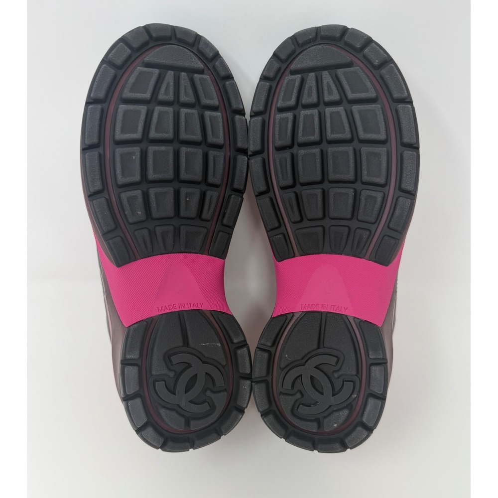Chanel CC Low Top Trainer Sneaker Pink/Burgandy Size 8 US 38 EU - Picture 6 of 8